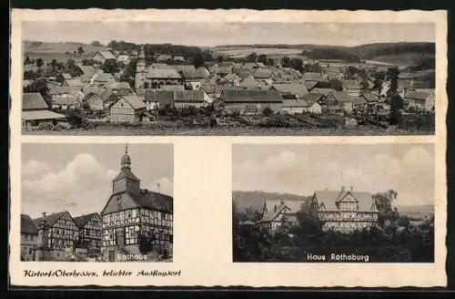 AK Kirchhof /Oberhessen, Ortsansicht, Rathaus, Haus Rotheburg