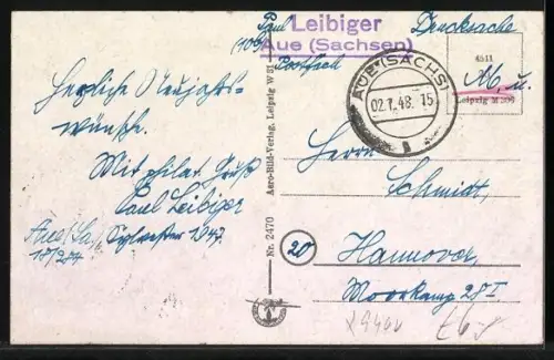 AK Aue i. Sa., Stadtansicht aus der Luft