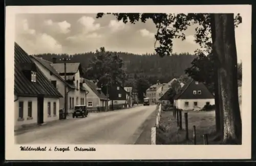 AK Wildenthal i. Erzgeb., Ortsmitte, Strassenansicht, Wohnhäuser