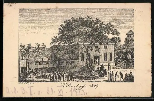 Künstler-AK Heidelberg, Hirschgasse 1809, Nordseite