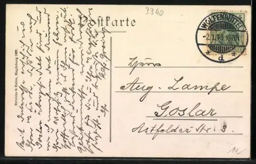 AK Wolfenbüttel, Partie am Wall mit Wasserturm