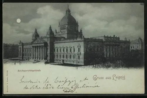Mondschein-AK Leipzig, Reichsgerichtsgebäude
