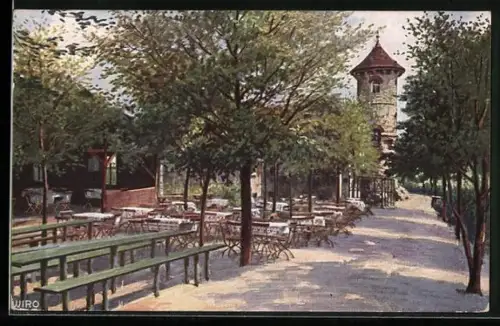 AK Jena, Gaststätte Landgrafenhaus, Biergarten, Aussichtsturm
