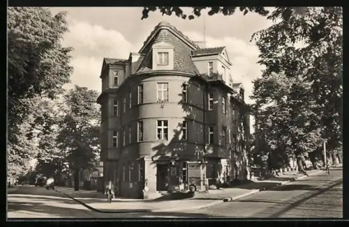 AK Guben, Postamt, Strassenecke