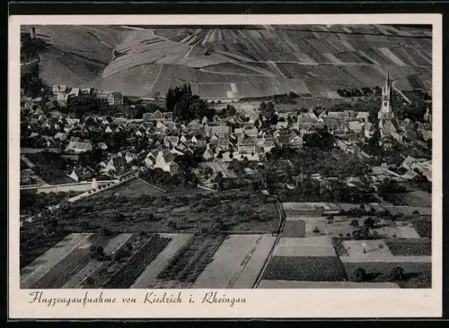 AK Kiedrich i. Rheingau, Flugzeugaufnahme, Ortsansicht, Kirche