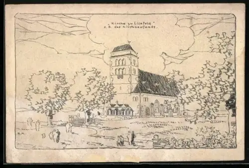 Künstler-AK Ellefeld, Kirche, Kirchbaufonds