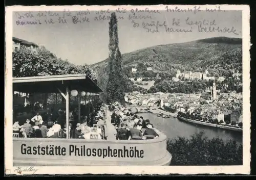 AK Heidelberg / Neckar, Gaststätte Philosophenhöhe, Terrasse mit Neckarblick