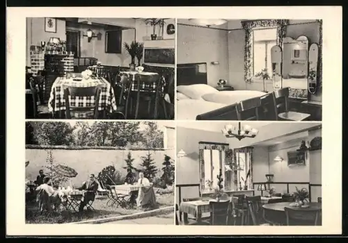 AK Hattersheim /Main, Pension Barbara, Inh. Heinz König, Gastraum, Gästezimmer, Gartenlokal