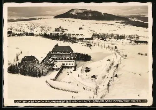 AK Altenberg /Ost-Erzgebirge, Berghof Raupennest im Winter, Altenberg, Geisingberg