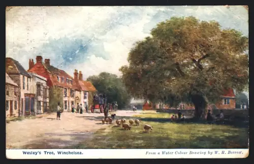 Künstler-AK sign. W. H. Borrow: Winchelsea, Wesley`s Tree