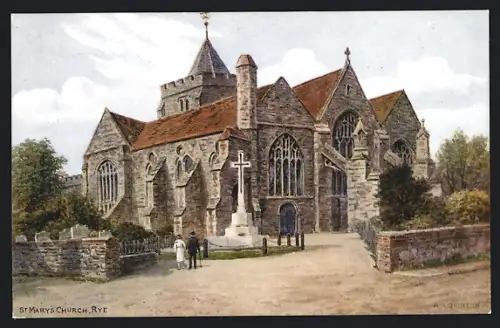 Künstler-AK sign. A.R. Quinton: Rye, St. Marys Church