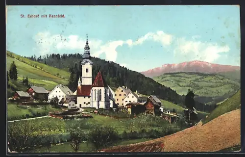 AK St. Erhard, Ortsansicht mit Rennfeld