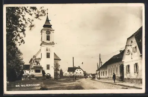 AK Grosswilfersdorf, Teilansicht m. Kirche
