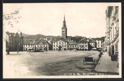 AK Bruck a. M., Hauptplatz mit Kirche, Panorama