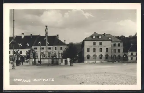 AK Bruck a. Mur, auf dem Hauptplatz, Post- und Telegraphenamt