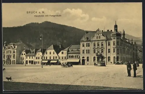 AK Bruck a. M., Hauptplatz mit Postgebäude