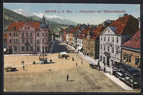 AK Bruck a.d. Mur, Hauptplatz mit Bismarckstrasse
