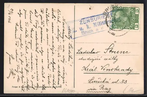 AK Bruck a. Mur, Hauptplatz und Postamt