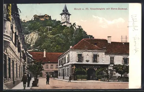 AK Bruck / Mur, Minoritenplatz mit Morre-Denkmal