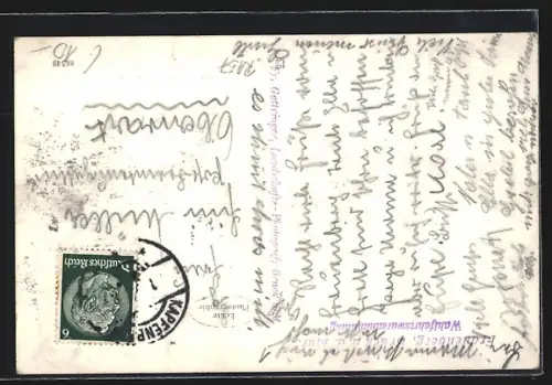 AK Frauenberg, Ortsansicht mit Bergpanorama u. Turm