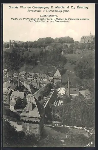 AK Luxembourg, Partie du Pfaffenthal et Eicherberg, Ruines de l`ancienne enceinte