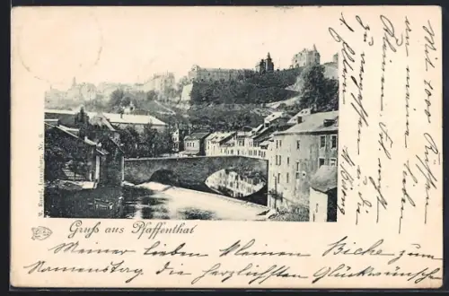 AK Pfaffenthal, Ortsansicht mit Brücke