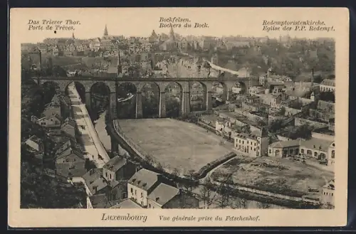 AK Luxembourg, Vue generale, Teilansicht mit Kirche