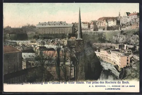 AK Luxembourg, Faubourg du Grund et Ville Haute, Vue prise de Rochers du Bock