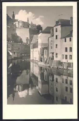 AK Luxemburg, Flusspartie mit Häusern am Ufer