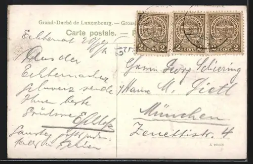 AK Echternach, Blick mit Fahnenstange und Liboriouskapelle vom Enzerberg gesehen