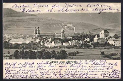 AK Mersch, Ortsansicht mit Kirche