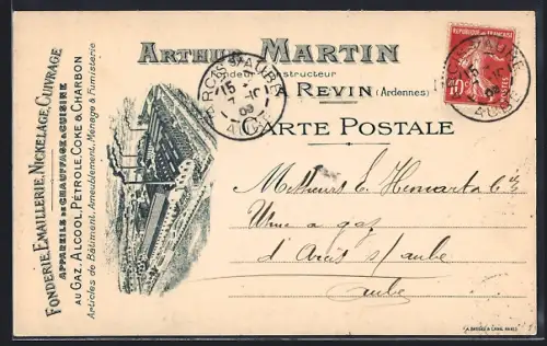 AK Revin /Ardennes, Fonderie Émaillerie et Usine Arthur Martin