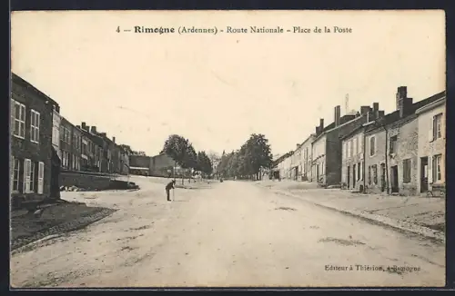 AK Rimogne /Ardennes, Route Nationale, Place de la Poste