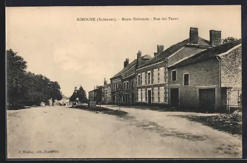 AK Rimogne /Ardennes, Route Nationale, Rue des Paons