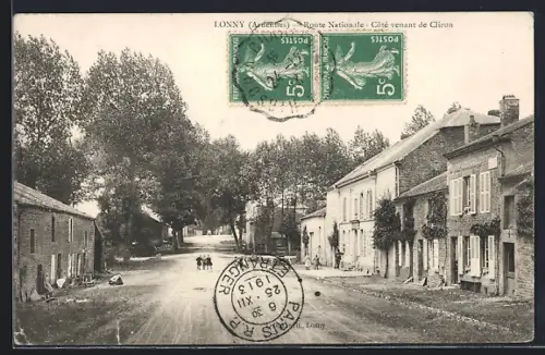 AK Lonny /Ardennes, Route Nationale, Côté venant de Cliron