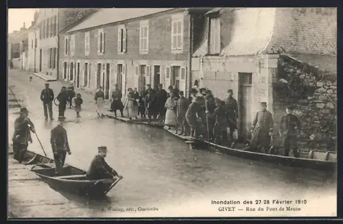 AK Givet, Inondation des 27-28 Février 1910, Rue du Pont de Meuse