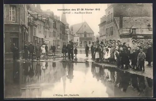 AK Givet, Rue Notre-Dame lors de l`inondation des 27-28 février 1910