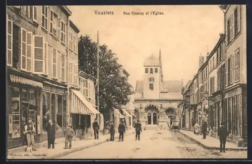 AK Vouziers, Rue Chanzy et l`Église
