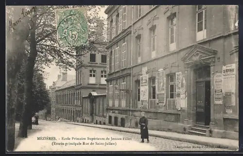 AK Mézières, École Primaire Supérieure de Jeunes Filles, entrée principale Rue de Saint-Julien