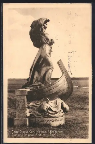 AK Ribe, Dronning Dagmar Statuen, Anne Marie Carl Nielsen, F. Brodersen