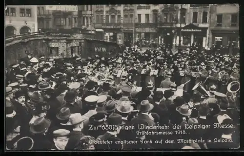 AK Leipzig, 650. Wiederkehr der Leipziger Messe 1918, Erbeuteter englischer Tanz auf dem Marktplatz