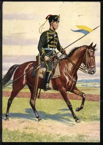 Künstler-AK sign. Hosse: Braunschweig, Braunschweigisches Husaren-Regiment Nr. 17