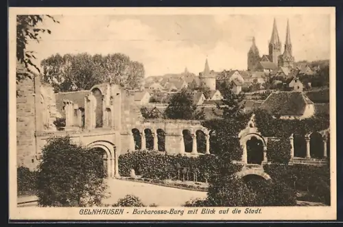 AK Gelnhausen, Barbarossa-Burg mit Blick auf die Stadt