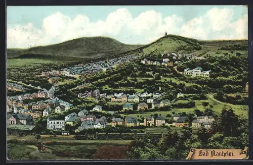 AK Bad Nauheim, Panoramaansicht der Stadt und umliegende Hügel