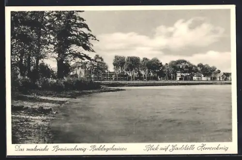 AK Braunschweig-Riddagshausen, Blick auf Gaststätte Herrenkrug