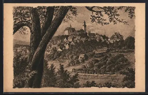 Künstler-AK Cronberg i. Taunus, Blick vom Mammolshainer Weg