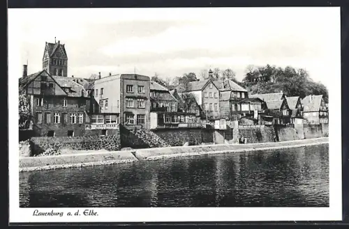 AK Lauenburg a. d. Elbe, Uferpromenade, Altstadt, Kirche