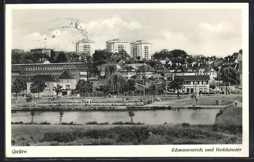 AK Giessen, Schwanenteich und Hochhäuser