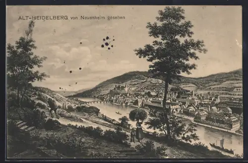 AK Heidelberg, Alt-Heidelberg von Neuenheim gesehen
