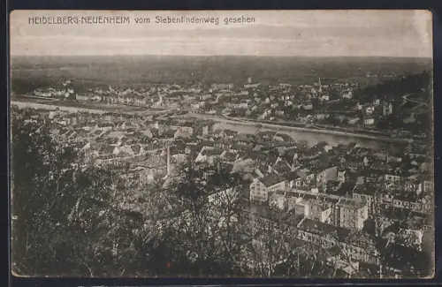AK Heidelberg-Neuenheim, Panorama vom Siebenlindenweg